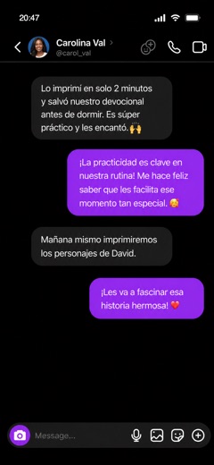 Testimonio por mensaje de Carolina Val