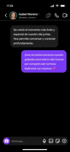 Testimonio por mensaje de Isabel Moreno